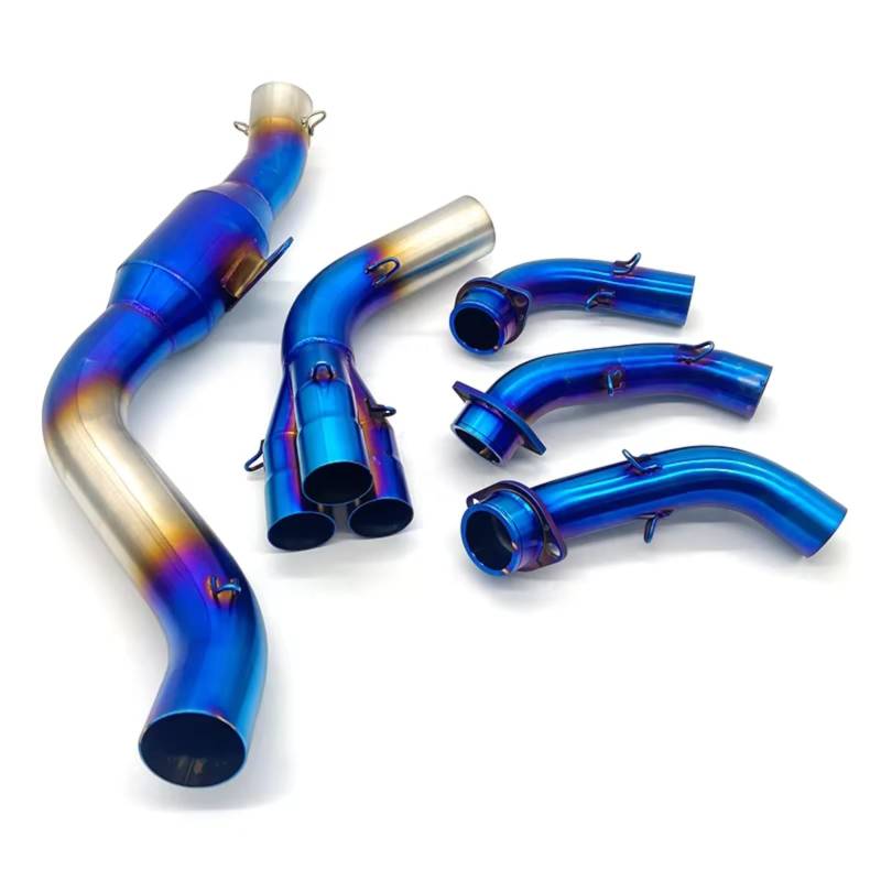 SAQIYEU Motorrad Slip-On Auspuff Kompatibel Mit Yamaha Für MT-09 FZ-09 XSR900 2021 2022 2023 2024 Motorradzubehör Fluchtsysteme Vorderes Verbindungsrohr Ändern(Multi-Colored) von SAQIYEU