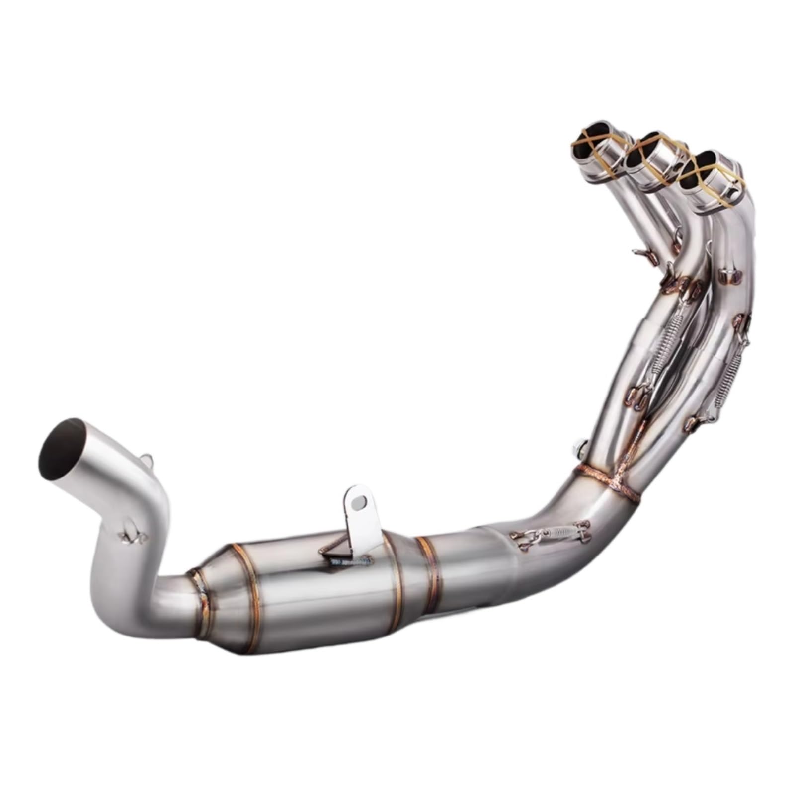 SAQIYEU Motorrad Slip-On Auspuff Kompatibel Mit Yamaha Für MT-09 V3 Für FZ-09 2021 2022 2023 Motorrad-Auspuffrohr Für Escape Refit Front Middle End Link Auspuffschalldämpfer(Silver) von SAQIYEU