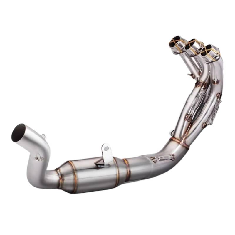 SAQIYEU Motorrad Slip-On Auspuff Kompatibel Mit Yamaha Für MT-09 V3 Für FZ-09 2021 2022 2023 Motorrad-Auspuffrohr Für Escape Refit Front Middle End Link Auspuffschalldämpfer(Silver) von SAQIYEU