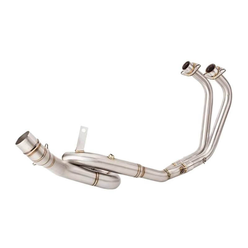 SAQIYEU Motorrad Slip-On Auspuff Kompatibel Mit Yamaha Für R25 Für R3 Für MT03 2014–2021 Motorradauspuff Vorne Rohr Verbindungsrohr Auspuff Header Auspuff(Silver) von SAQIYEU