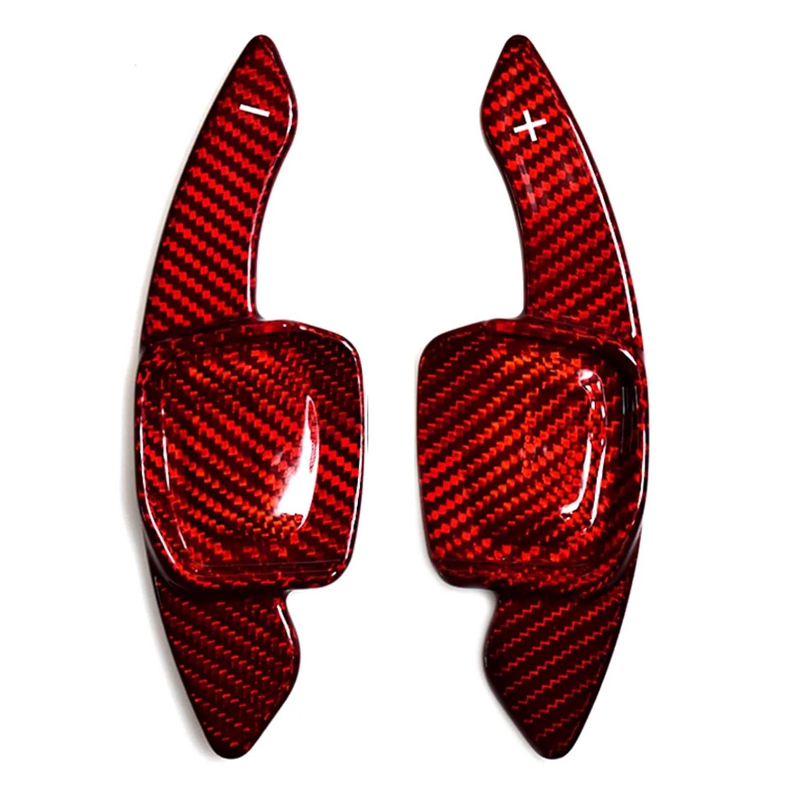 SAQIYEU Paddle Shift Verlängerung Kompatibel Mit VW Für Golf 8 MK8 Für GTI Für R-Linie, Auto-Carbonfaser-Textur, Lenkrad-Schaltwippen-Verlängerung, Innenraummodifikationen(Glass Fiber red) von SAQIYEU