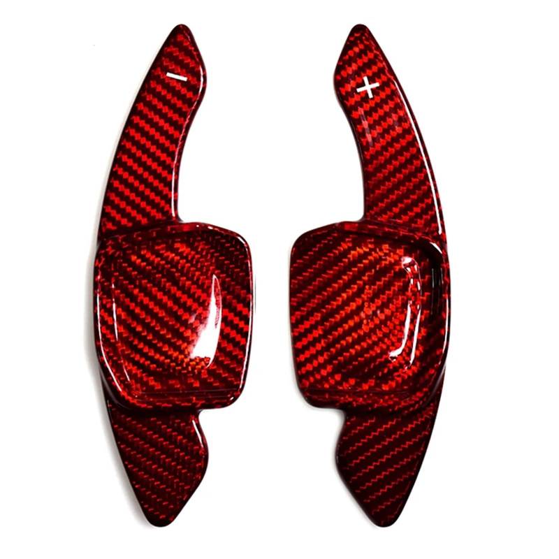 SAQIYEU Paddle Shift Verlängerung Kompatibel Mit VW Für Golf 8 MK8 Für GTI Für R-Linie, Auto-Carbonfaser-Textur, Lenkrad-Schaltwippen-Verlängerung, Innenraummodifikationen(Glass Fiber red) von SAQIYEU