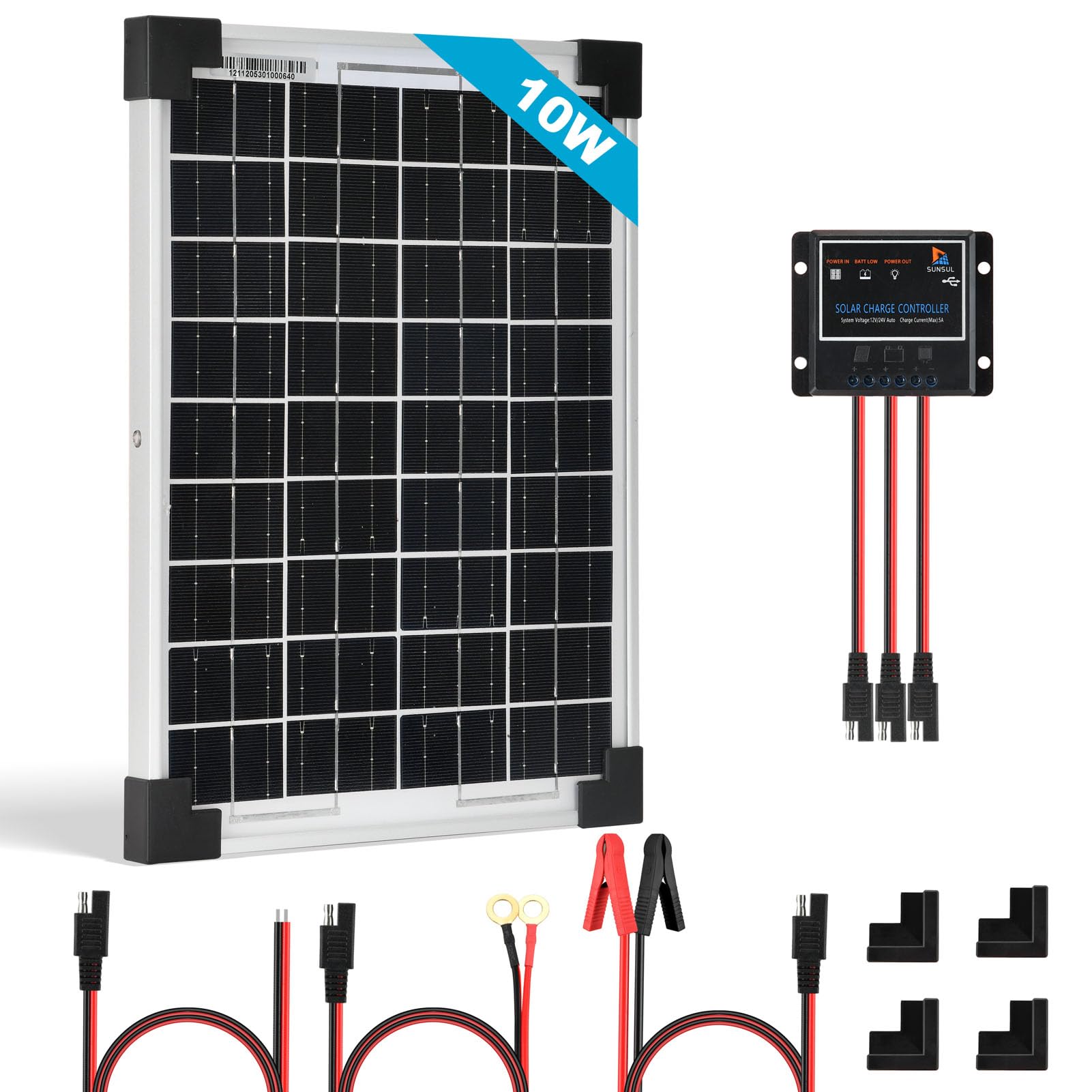 10W Solarpanel Kit 12V Monokristallines Solarmodul, Solarzelle Solaranlage PV mit 5A Solarladegerät Laderegler für Wohnmobil Garten Camper Boot und Dach des Hauses 10W Solarpanel Kit 12V Monokristallines Solarmodul, Solarzelle Solaranlage PV mit 5A Solarladegerät Laderegler für Wohnmobil Garten Camper Boot und Dach des Hauses von SARONIC