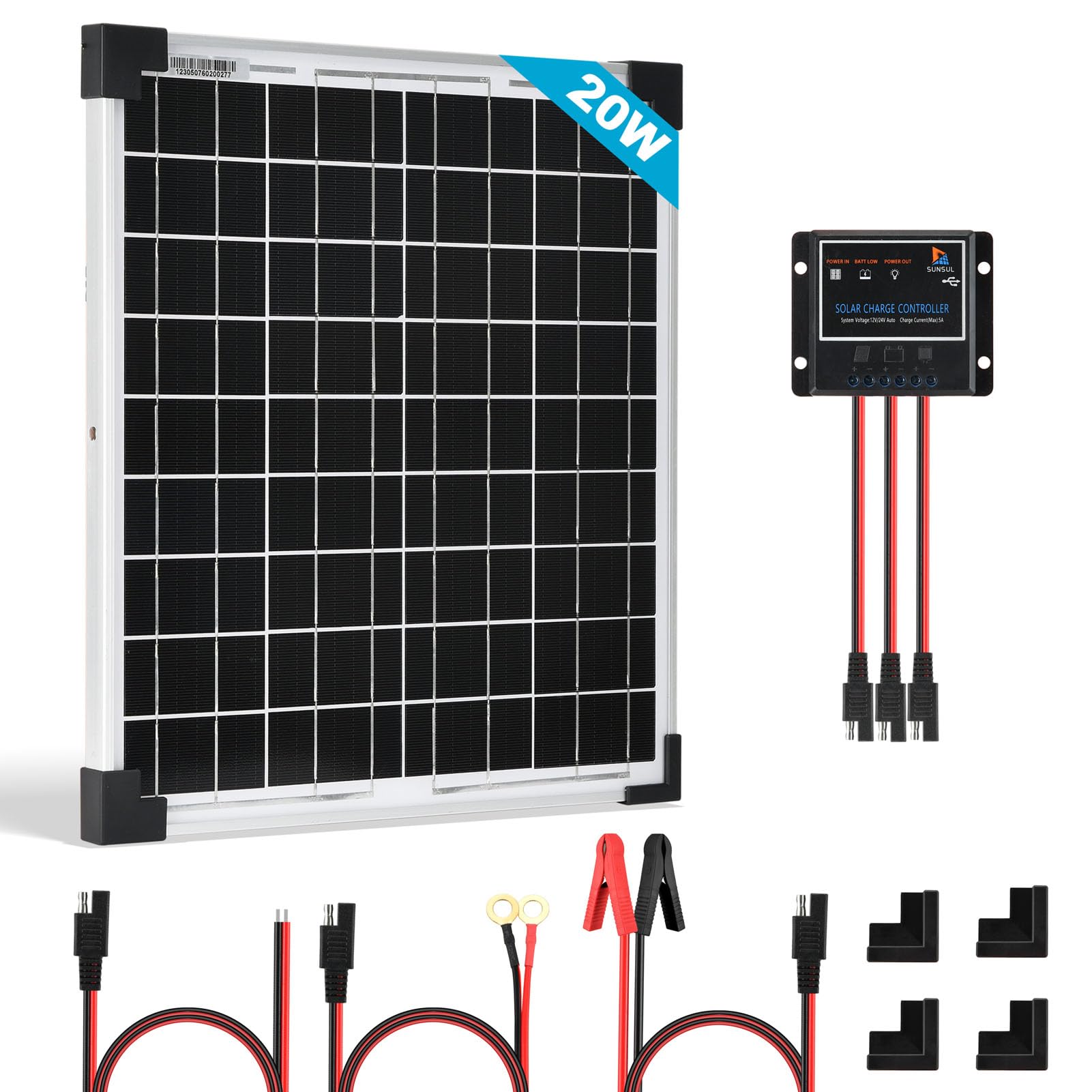 20W Solarpanel Kit 12V Monokristallines Solarmodul, Solarzelle Solaranlage PV mit 5A Solarladegerät Laderegler für Wohnmobil Garten Camper Boot und Dach des Hauses 20W Solarpanel Kit 12V Monokristallines Solarmodul, Solarzelle Solaranlage PV mit 5A Solarladegerät Laderegler für Wohnmobil Garten Camper Boot und Dach des Hauses von SARONIC