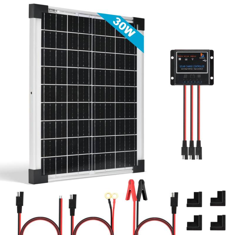 30W Solarpanel Kit 12V Monokristallines Solarmodul, Solarzelle Solaranlage PV mit 5A Solarladegerät Laderegler für Wohnmobil Garten Camper Boot und Dach des Hauses von SARONIC
