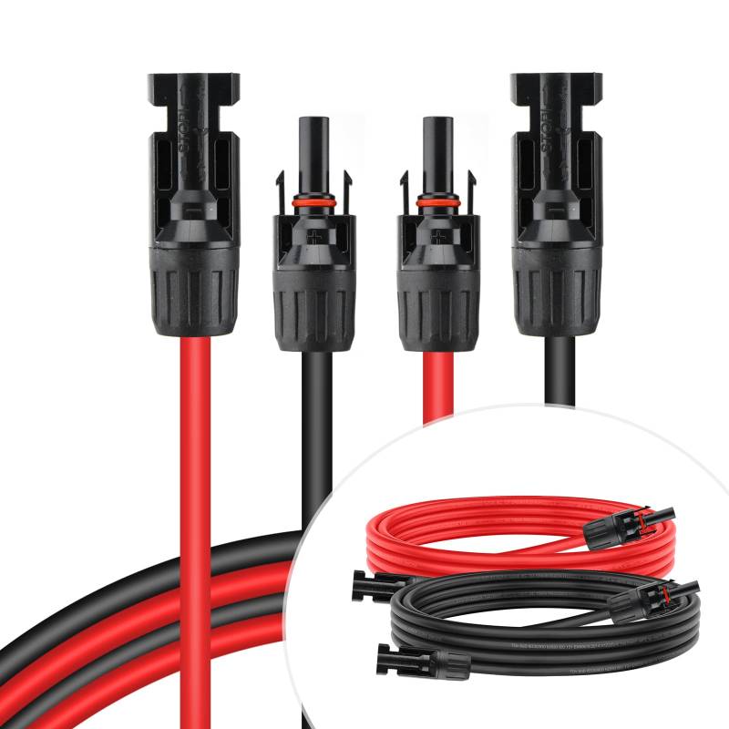 SARONIC 4mm²/10AWG Solar Verlängerungskabel, 5m/16.4FT Solarkabel mit weiblichen und männlichen Steckern Solarmodul Draht Kit Photovoltaik Kabel für Solarmodule Photovoltaikanlagen Solarstromanlage von SARONIC