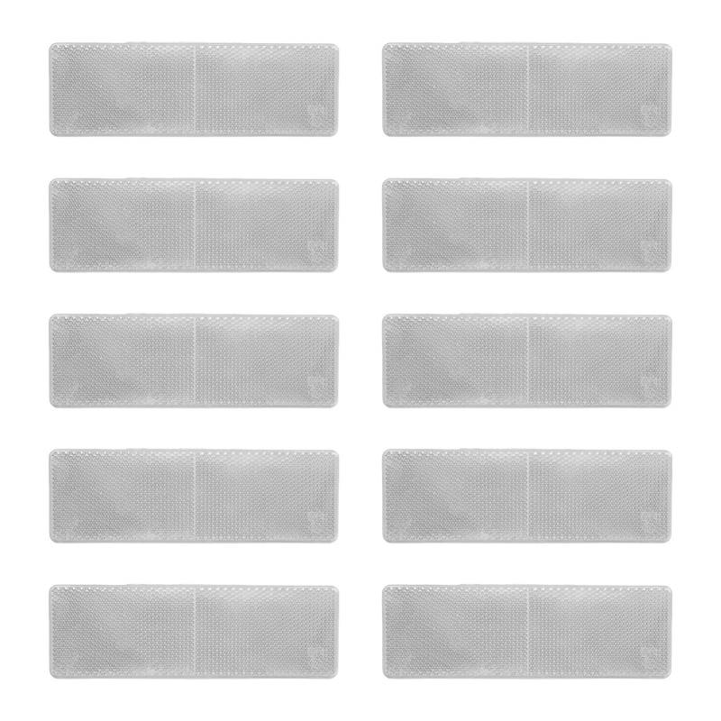 SASKATE 10 Pcs Rechteckige Reflektoren, 48x148 Mm Hoher Sichtbarkeit Selbstkleber Sicherheitsreflektor, für Anhänger -LKW -Traktorboot Motorradzauntor (Weiß) von SASKATE