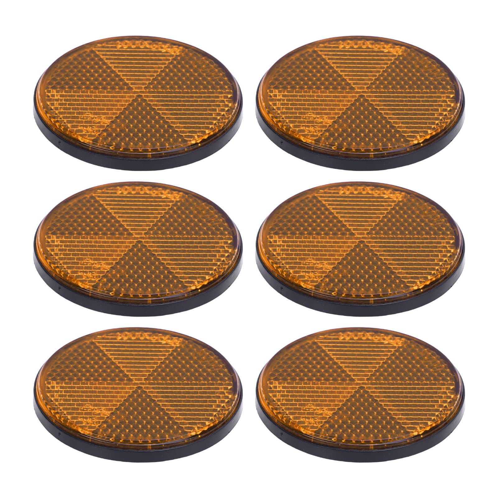 SASKATE 6PCS Runde Reflektoren Selbstkleber 2.24in Sicherheitsreflektor für Mailboxes Auffahrt Tunnel Post Cars Anhänger (Gelb) von SASKATE