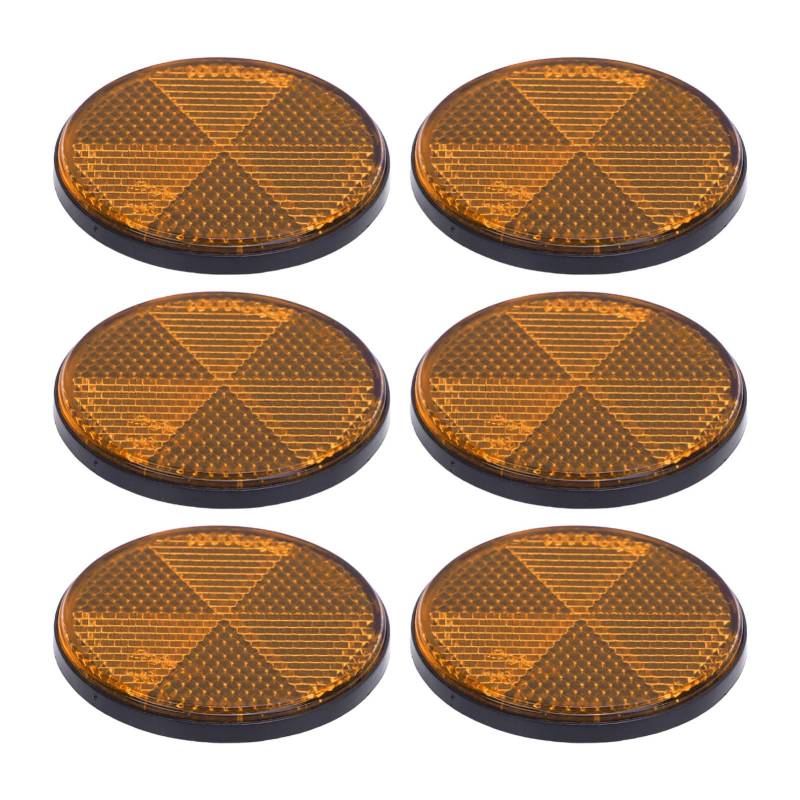 SASKATE 6PCS Runde Reflektoren Selbstkleber 2.24in Sicherheitsreflektor für Mailboxes Auffahrt Tunnel Post Cars Anhänger (Gelb) von SASKATE