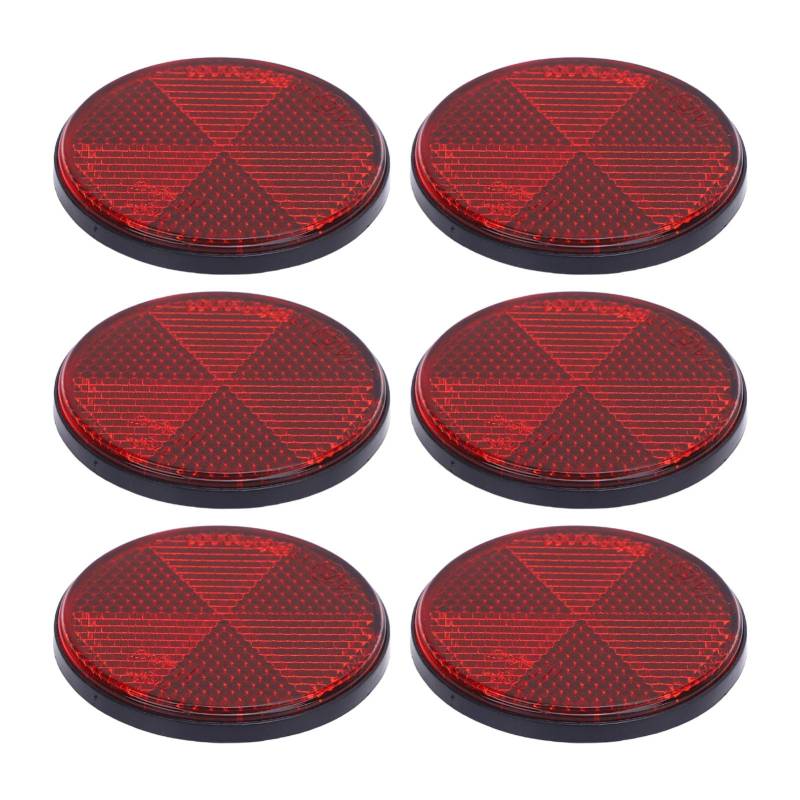 SASKATE 6PCS Runde Reflektoren Selbstkleber 2.24in Sicherheitsreflektor für Mailboxes Auffahrt Tunnel Post Cars Anhänger (Rot) von SASKATE