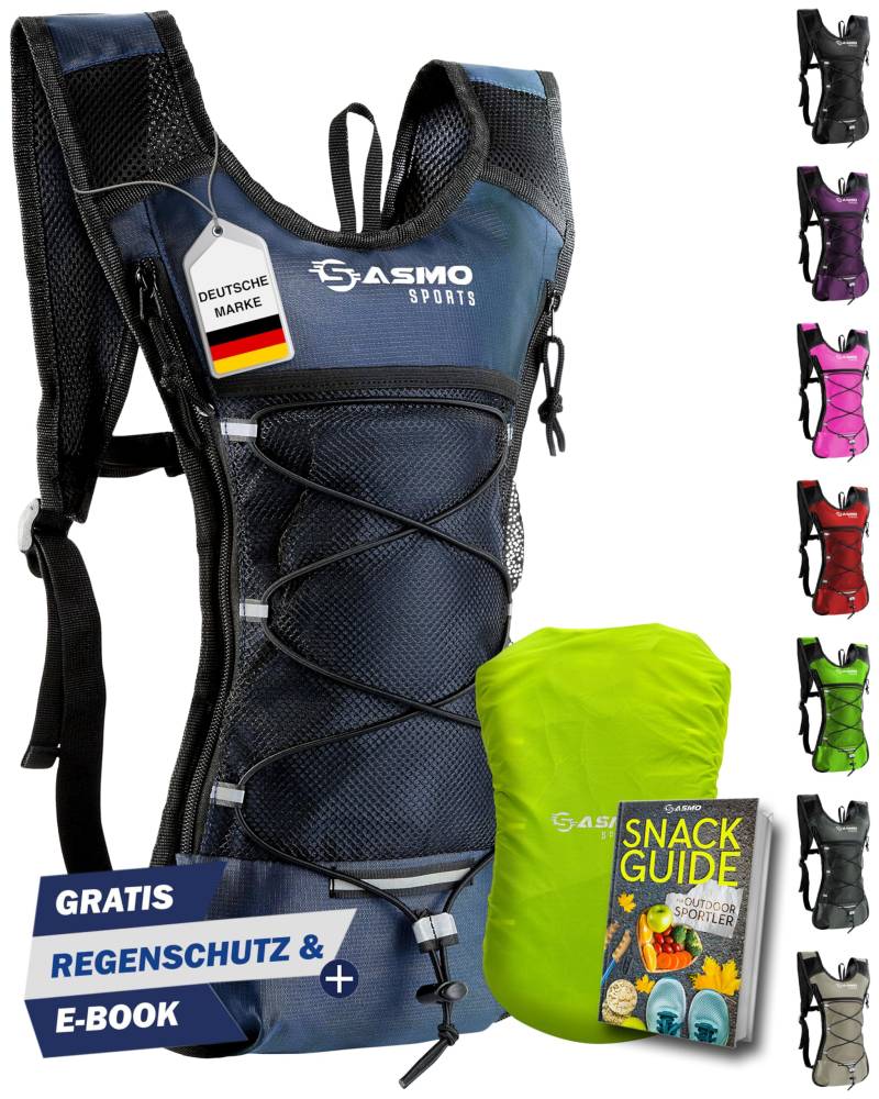 SASMO® Laufrucksack 6L (Blau) mit Thermofach | Lauf Rucksack - Ultraleicht 300g | Laufrucksack Damen & Herren | Running Backpack inklusive Regenschutz & Reflektoren von SASMO Sports