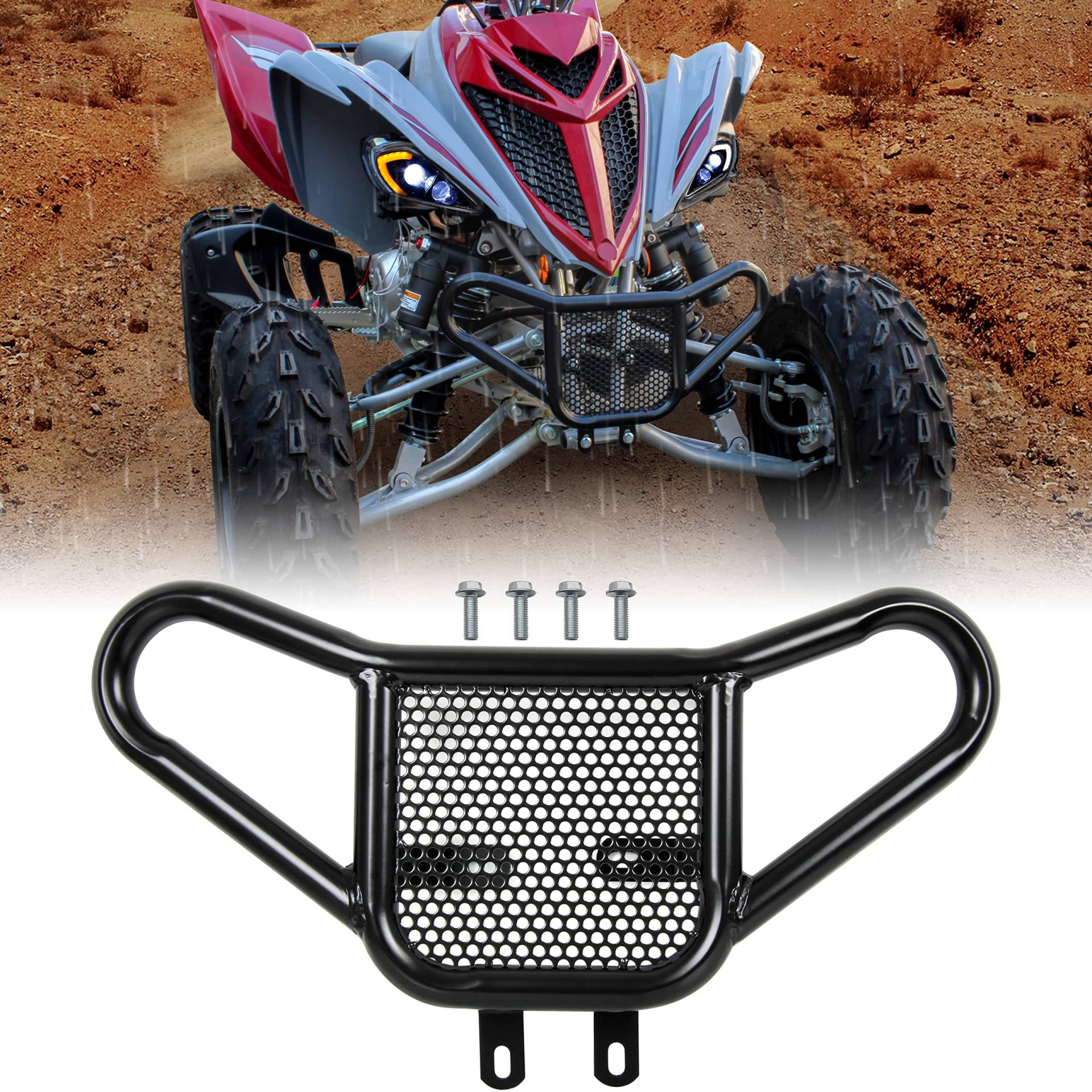 SAUTVS Frontstoßstangen-Montagesatz für Yamaha Raptor YFM 700 2006–2022, schwarze Aluminium-Frontstoßstange, kompatibel mit Yamaha Raptor YFM 700/700R 2006–2023, Zubehör SAUTVS Frontstoßstangen-Montagesatz für Yamaha Raptor YFM 700 2006–2022, schwarze Aluminium-Frontstoßstange, kompatibel mit Yamaha Raptor YFM 700/700R 2006–2023, Zubehör von SAUTVS
