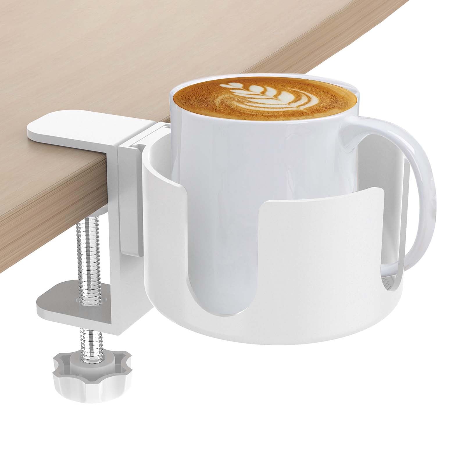 Kreativen Büro Becherhalters aus Aluminiumlegierungs, Einstellbar Schreibtisch Flaschenhalter, Cup Holder, Getränkehalter Clip für Wasser, Getränke, Kaffeetasse (Weiß) von SAVOSWEET