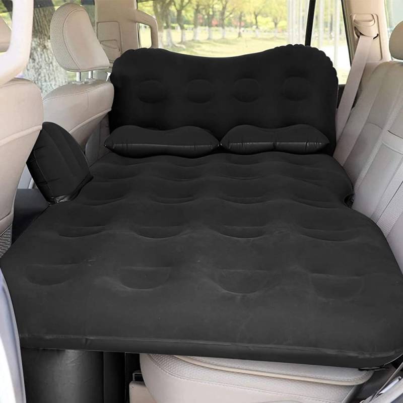 SAYGOGO Aufblasbare Auto Luftmatratze Reisebett - Verdicktes Auto Camping Bett Isomatte mit Auto Luftpumpe 2 Kissen für Auto Zelt SUV Limousine Pickup Rücksitz - Schwarz von SAYGOGO
