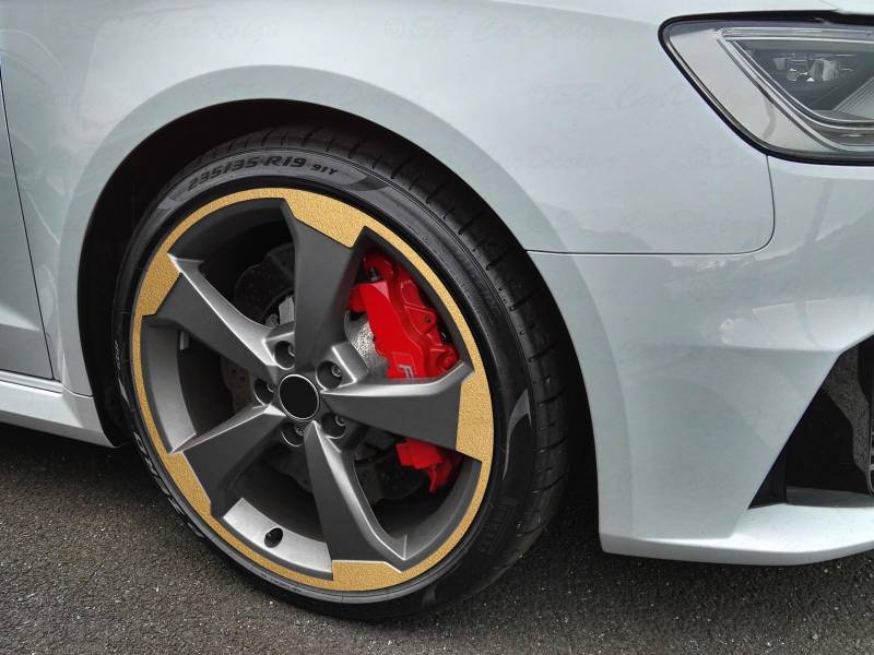 8-8,5x19 Zoll Felgen-Aufkleber für Audi RS3 8V 5-Arm ROTOR 2 Felgen Rim Decal (Gold metallic) von SB CarDesign