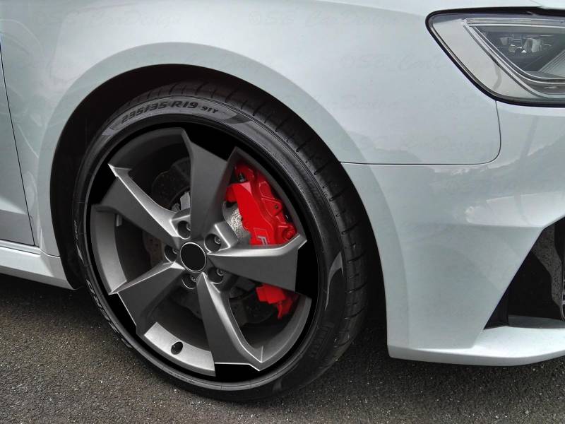 SB CarDesign 8-8,5x19 Zoll Felgen-Aufkleber passend für Audi RS3 8V ROTOR 2 Felgen (Schwarz) von SB CarDesign