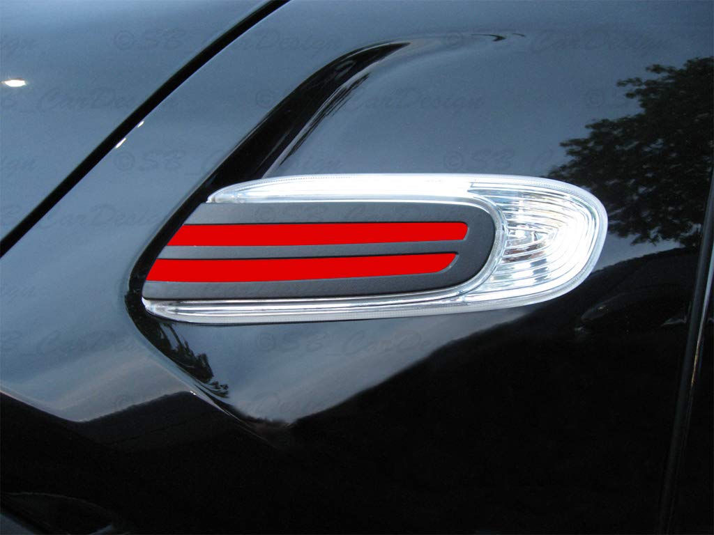 Side Scuttles Stripes Streifen Aufkleber für F55 F56 F57 Mini Cooper (Rot (not Chili Red)) von SB CarDesign