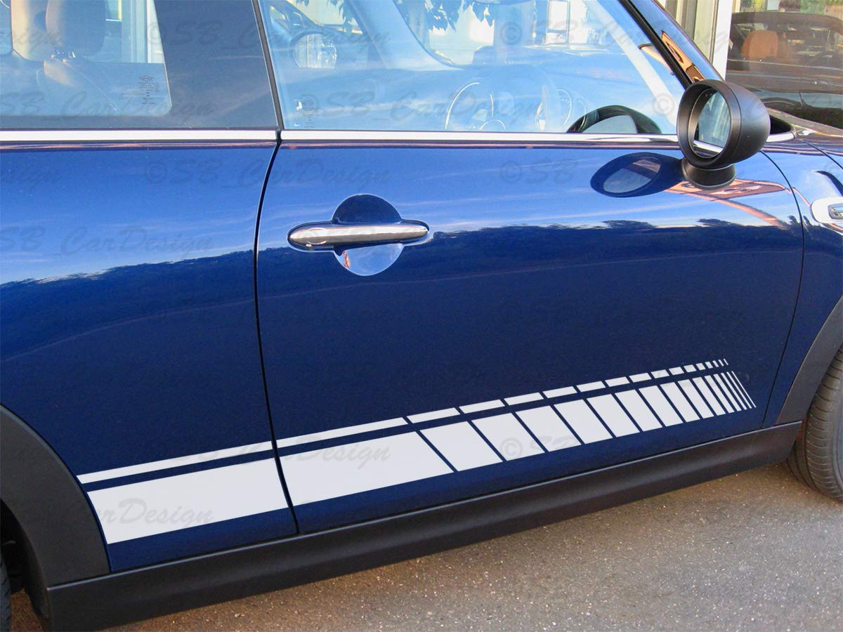 Side-Stripes Aufkleber Seitenstreifen für F56 F57 Mini Cooper (Gold metallic) von SB CarDesign