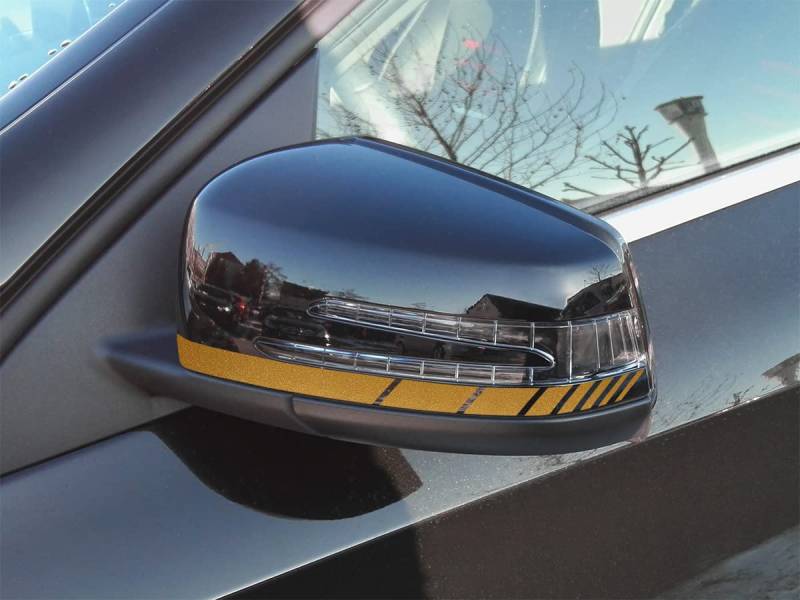 Spiegelstreifen für Mercedes Benz W176 W117 W212 W204 W207 X156 AMG Stripes (Gold metallic) von SB CarDesign