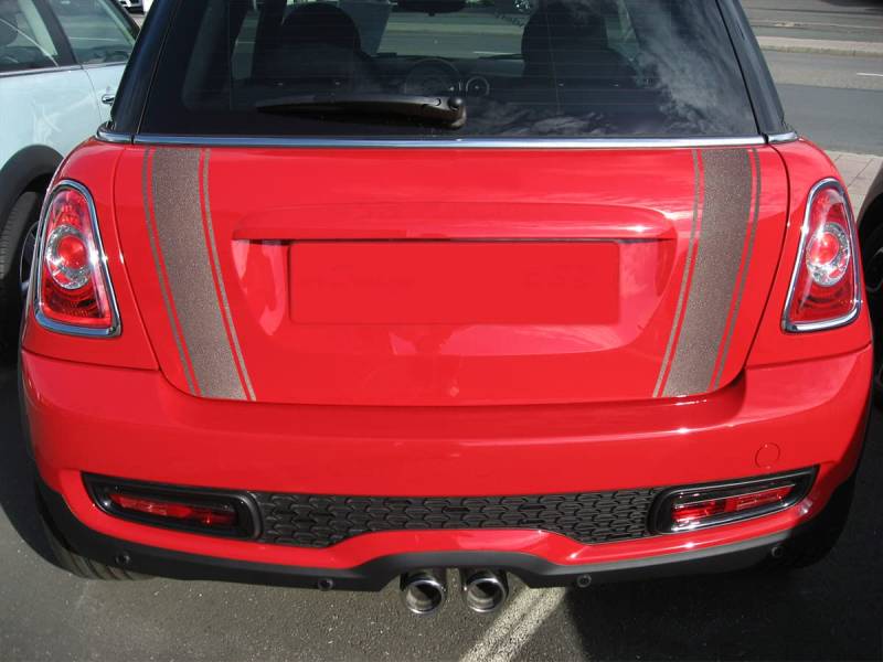 Streifen Stripes Aufkleber Heckstreifen für R56 Mini Cooper (Anthrazit metallic, Design 2) von SB CarDesign