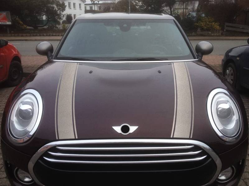 Streifen Stripes Aufkleber Motorhaube für F54 Clubman Mini Cooper (Silber metallic, Design 2) von SB CarDesign