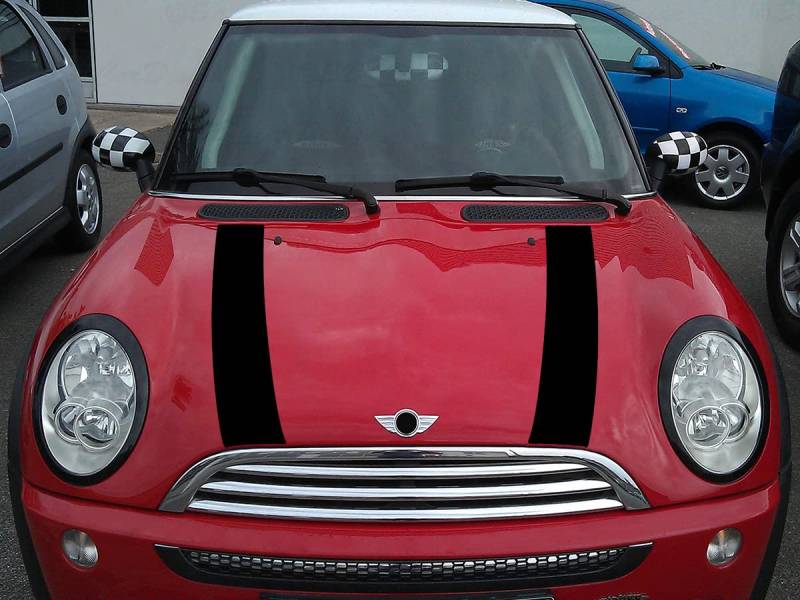Streifen Stripes Aufkleber Motorhaube für R50 R52 Mini Cooper (Schwarz, Design 1) von SB CarDesign