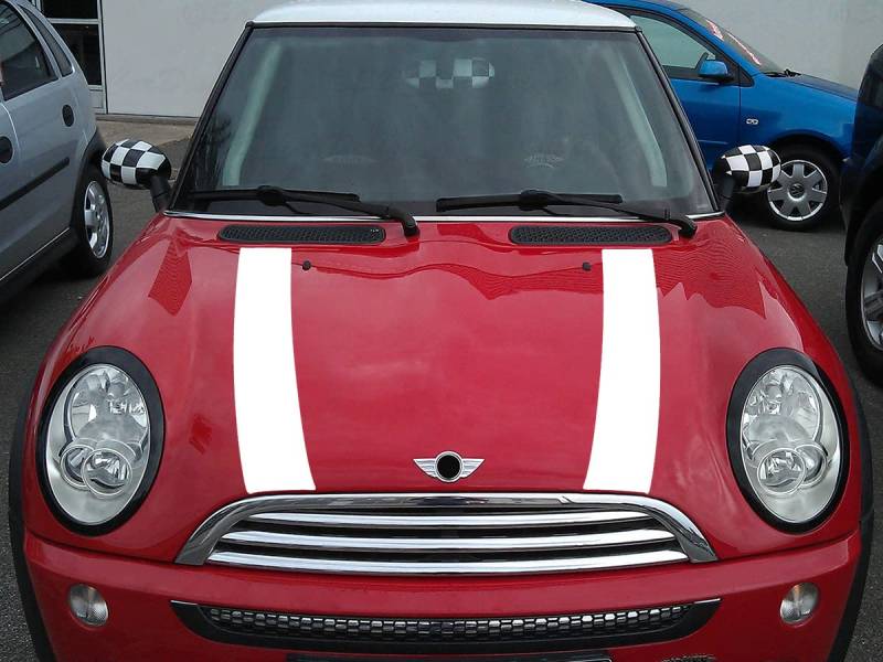 Streifen Stripes Aufkleber Motorhaube für R50 R52 Mini Cooper (Weiss, Design 1) von SB CarDesign