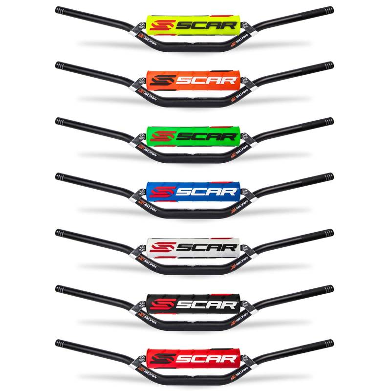 SCAR Lenker 22mm Motocross - niedrig - Alu Street Roadster Hornet CB Bandit GSR Z750 - Lenkerpolster schwarz von SCAR