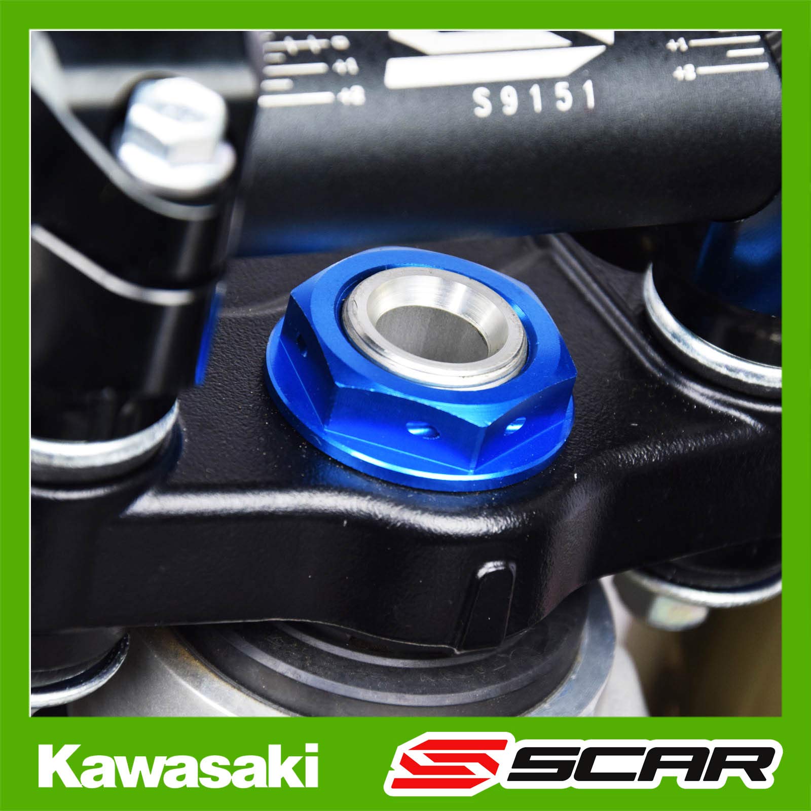 SCAR Steuerkopfmutter kompatibel mit KAWASAKI KX KX-F KLX-R 125 250 450 04-23 - Blau von SCAR