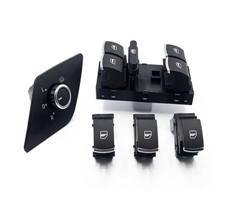 Für VW Für Jetta MK6 Power Master Switch 5 PCS Set Chrom Elektrische Rückseite Spiegel Master Einzel Fenster Taste Auto Fensterheber Schalter von SCBSTKBGGW