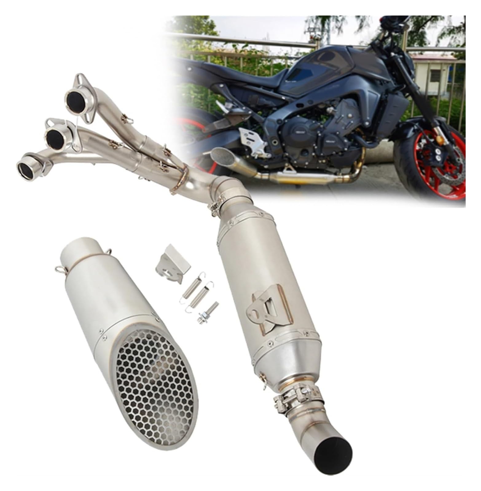 Motorrad Auspuff Tube Für Y&amaha Für Tracer9GT Für Tracer 9 GT 2021 2022 2023 Motorradauspuff Komplettsysteme Escape Front Link Pipe Mesh(Type a) von SCBSTKBGGW