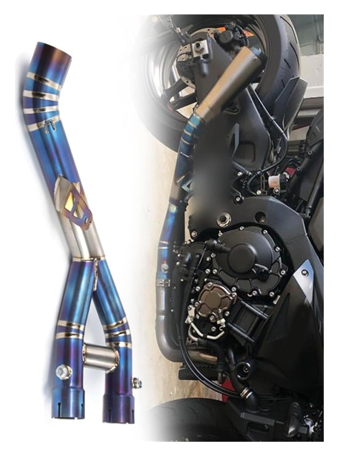 Motorrad Auspuff Tube Für Y&amaha Mt10 R1 YZF-R1 MT-10 FZ-10 2015-2020 Motorradauspuff Modifiziertes Rohr Escape Moto Front Mid Link Tube Slip-On(Multi-Colored a) von SCBSTKBGGW