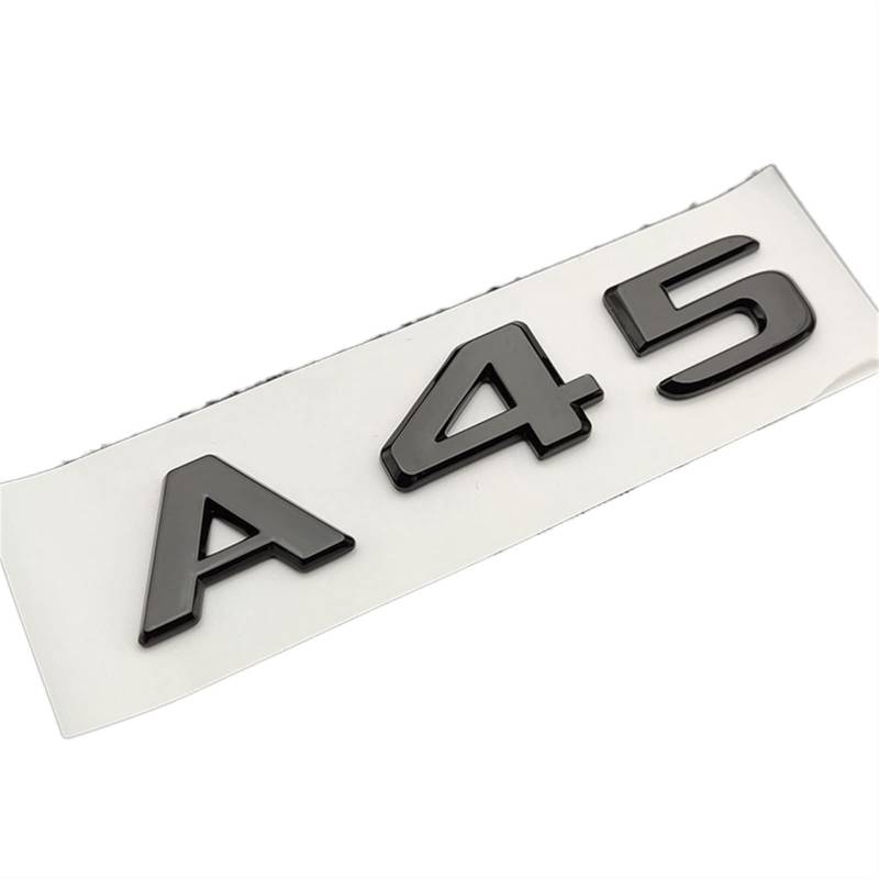 SCHAAN 3D ABS Rot Schwarz Chrom Auto Buchstaben Kofferraum Abzeichen Aufkleber A45S Emblem Logo Passend for Mercedes A45S AMG W177 W176 Zubehör Autoaufkleber (Color : A45 Glossy Black) von SCHAAN