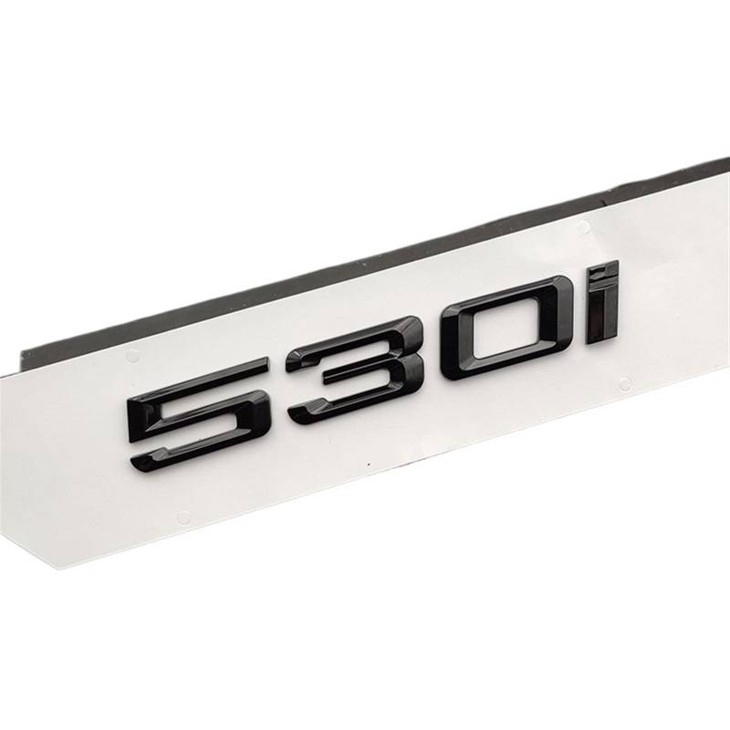 SCHAAN 3D-ABS-Schwarze Buchstaben for Auto-Kofferraum-Abzeichen, Passend for BMW 520i 525i 530i 535i Emblem-Logo-Aufkleber E60 E39 F10 Zubehör Autoaufkleber (Color : 530i) von SCHAAN