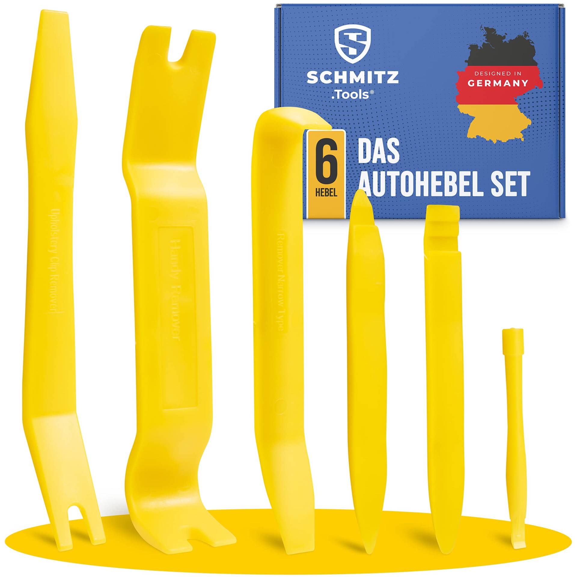 SCHMITZ.Tools Zierleistenkeile + Hebelwerkzeug Auto Set [6 Teile] Auto Demontage Werkzeuge Set - Verkleidungs Werkzeug - Türverkleidung Werkzeug - Plastikkeile Kfz - Auto Verkleidung Werkzeug von SCHMITZ.Tools