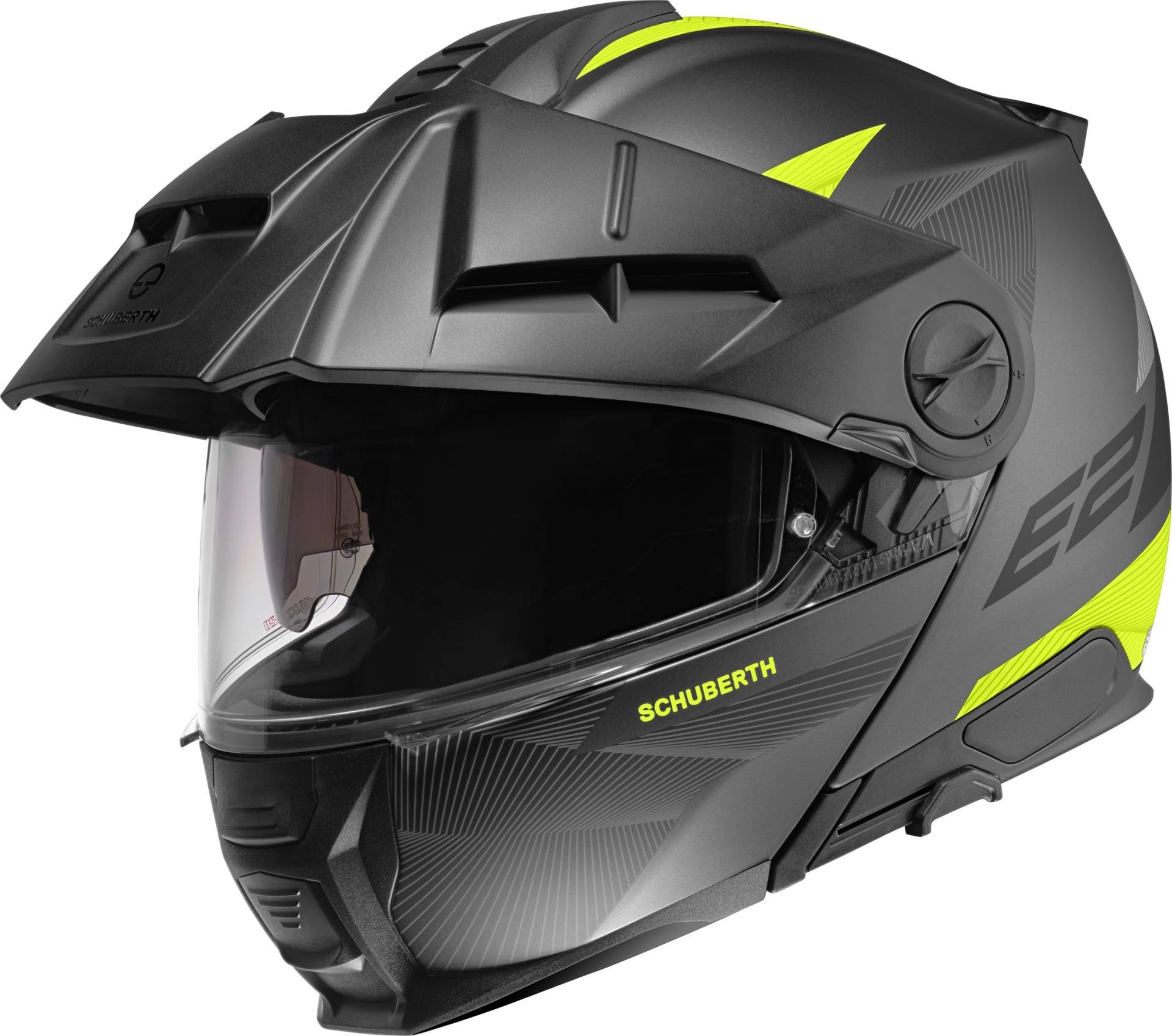 Schuberth E2 Defender Klapphelm, schwarz matt/gelb, XL (61) von SCHUBERTH