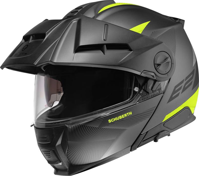 Schuberth E2 Defender Klapphelm, schwarz matt/gelb, XL (61) von SCHUBERTH