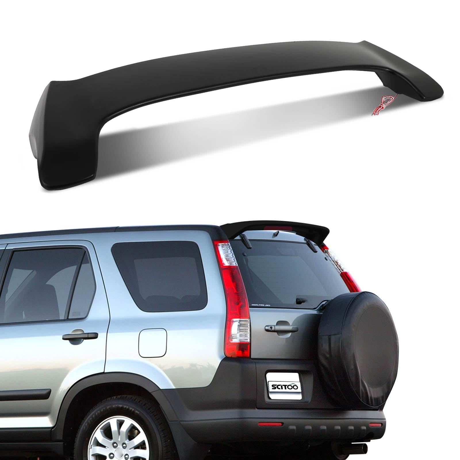 SCITOO Glänzendes schwarzes Dachspoiler-Körper-Set, kompatibel mit 2002–2006, für Honda CR-V, Heckscheibe, Dachspoiler, Splitter, Kinn, Außendiffusor SCITOO Glänzendes schwarzes Dachspoiler-Körper-Set, kompatibel mit 2002–2006, für Honda CR-V, Heckscheibe, Dachspoiler, Splitter, Kinn, Außendiffusor von SCITOO