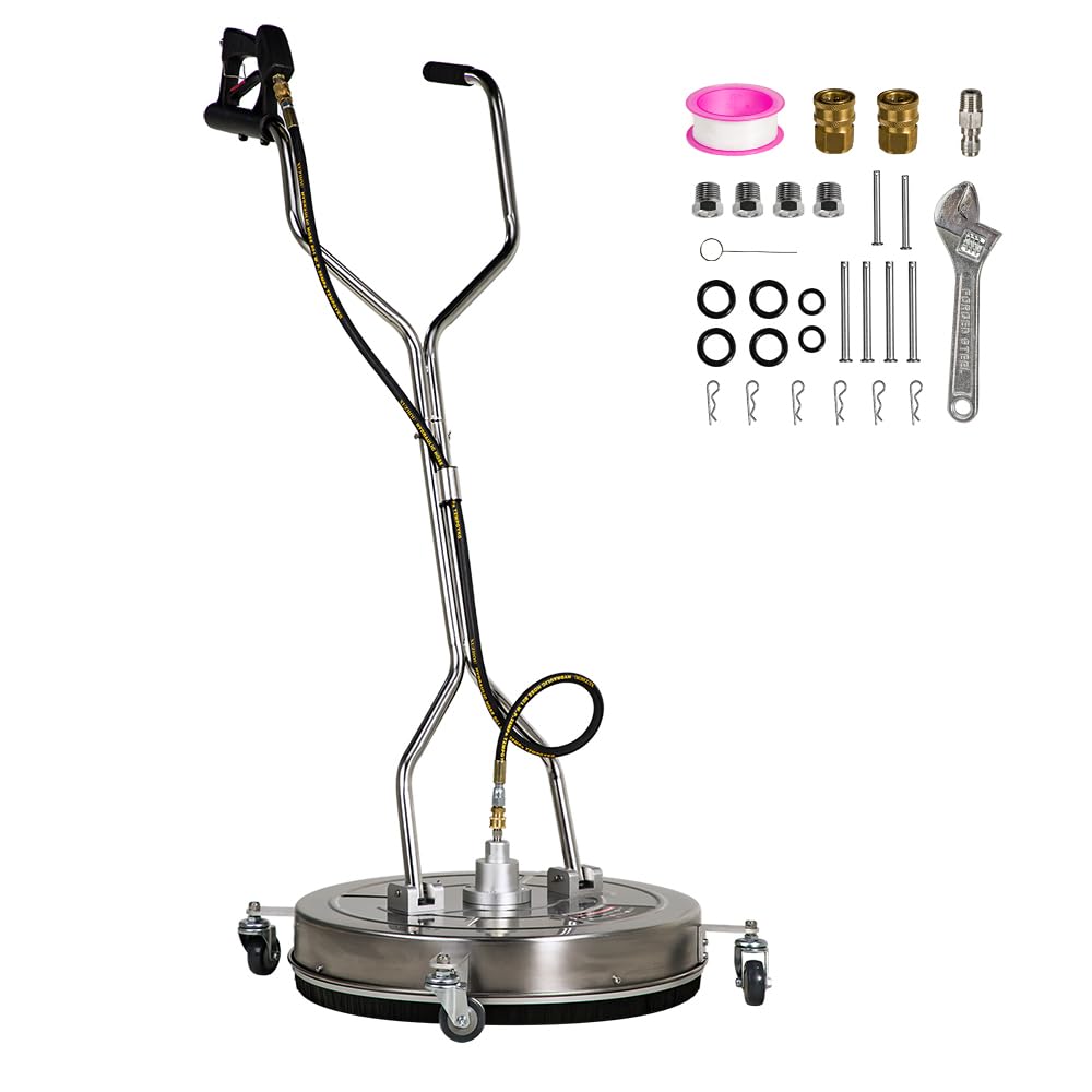 SCITOO Hochdruckreiniger-Oberflächenreiniger, 61 cm, 4000 PSI mit 4 Rädern, 0,95 cm Schnellanschluss und Waschanlagen-Zubehör für Beton, Terrasse, Gehweg, Deck und Einfahrten SCITOO Hochdruckreiniger-Oberflächenreiniger, 61 cm, 4000 PSI mit 4 Rädern, 0,95 cm Schnellanschluss und Waschanlagen-Zubehör für Beton, Terrasse, Gehweg, Deck und Einfahrten von SCITOO