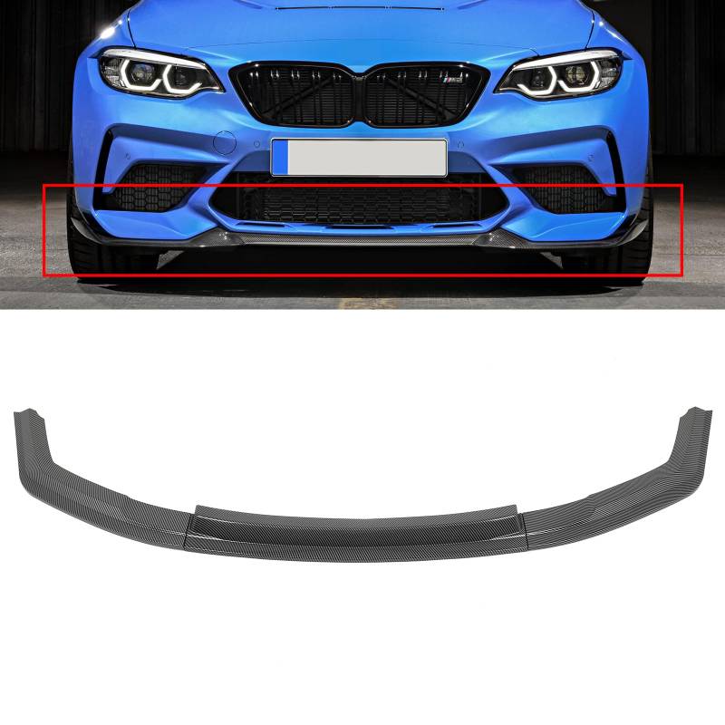 SCITOO Mattschwarz Frontlippe Spoiler Body Kit Kompatibel mit 2016-2020 für BMW M2 F87 Frontstoßstange Lippe Splitter Kinn Außendiffusor von SCITOO