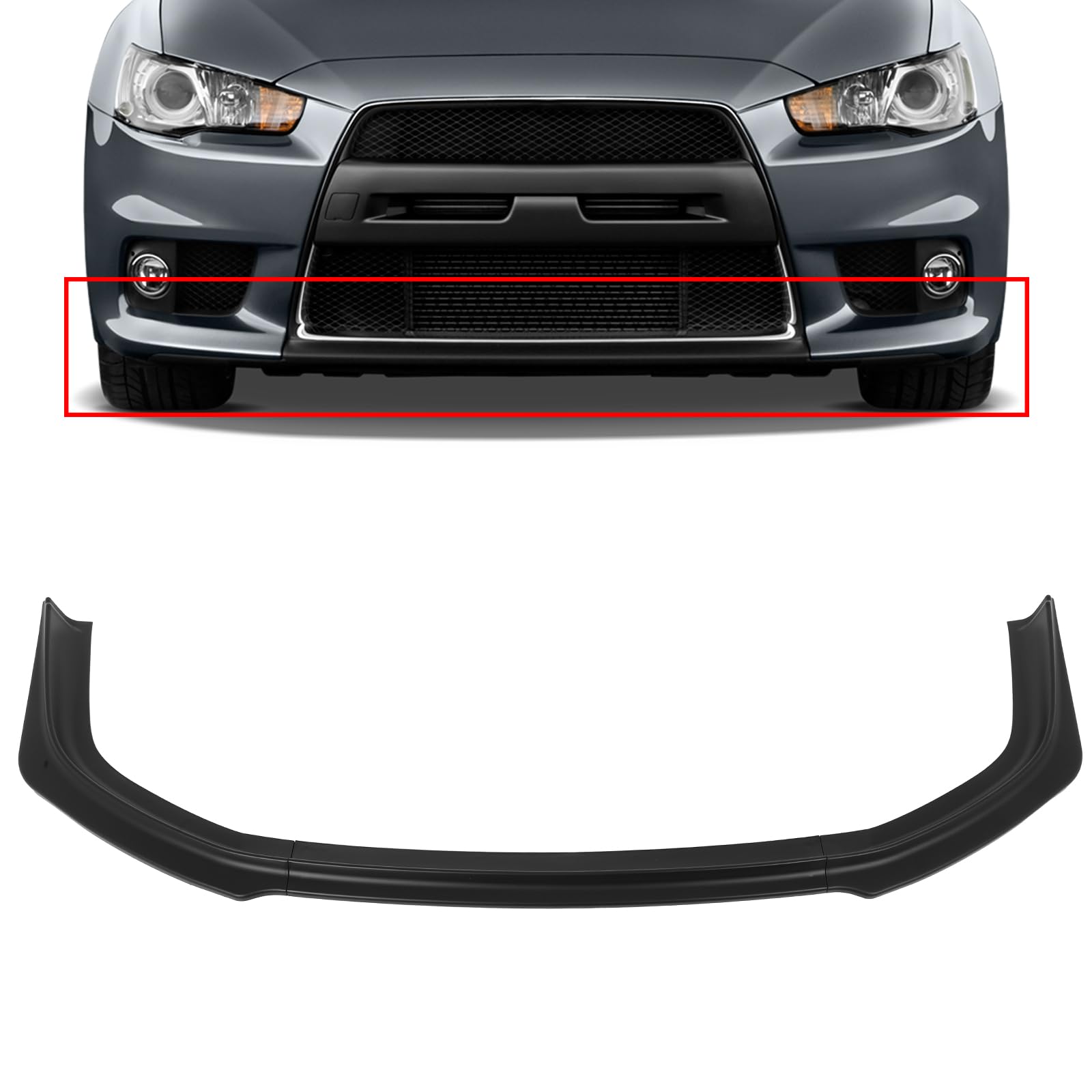 SCITOO Mattschwarzer Frontlippen-Spoiler-Körper-Kit, kompatibel mit 2008–2015 für Mitsubishi Lancer Limousine, Frontstoßstangenlippe, Splitter, Kinn, Außendiffusor SCITOO Mattschwarzer Frontlippen-Spoiler-Körper-Kit, kompatibel mit 2008–2015 für Mitsubishi Lancer Limousine, Frontstoßstangenlippe, Splitter, Kinn, Außendiffusor von SCITOO