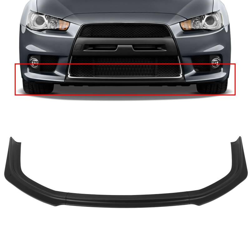 SCITOO Mattschwarzer Frontlippen-Spoiler-Körper-Kit, kompatibel mit 2008–2015 für Mitsubishi Lancer Limousine, Frontstoßstangenlippe, Splitter, Kinn, Außendiffusor von SCITOO