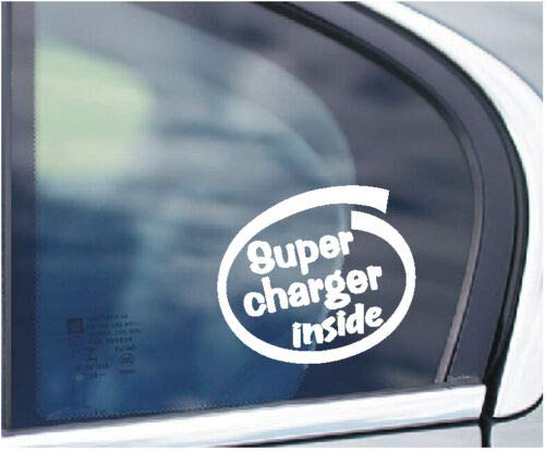 SCOOBY DESIGNS Aufkleber für Autofenster, Motiv: Super Charger Inside, für Mini Cooper S, Elise Jag, hergestellt von SCOOBY DESIGNS