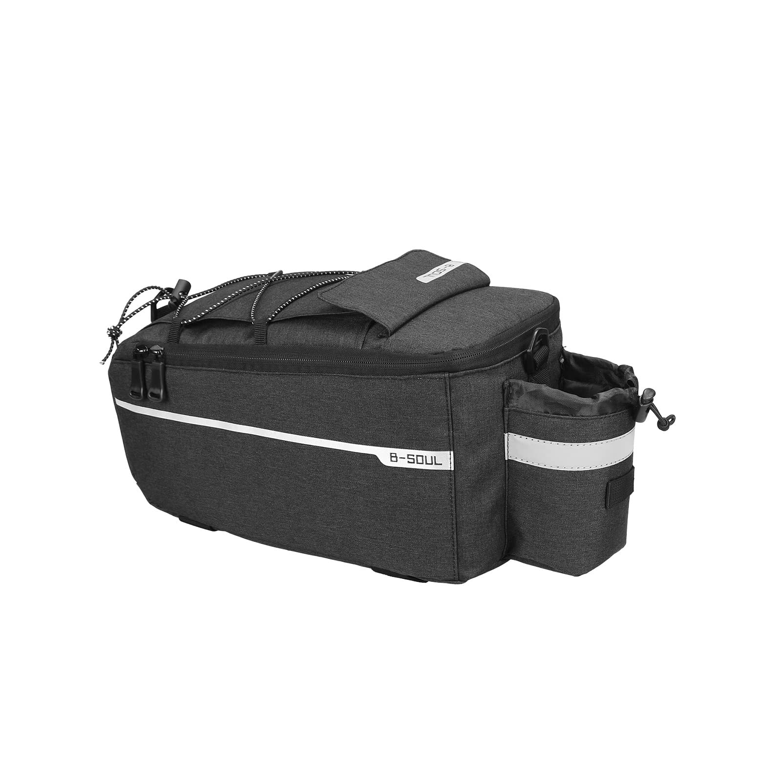 Fahrradträger Heckträgertasche | Reflektierende Gepäckträgertasche | Gepäckträgertasche für Gepäckträgertasche Neu (Schwarz) mit doppeltem Reißverschluss und Schulterriemen mit mehreren Taschen Scoovy von SCOOVY