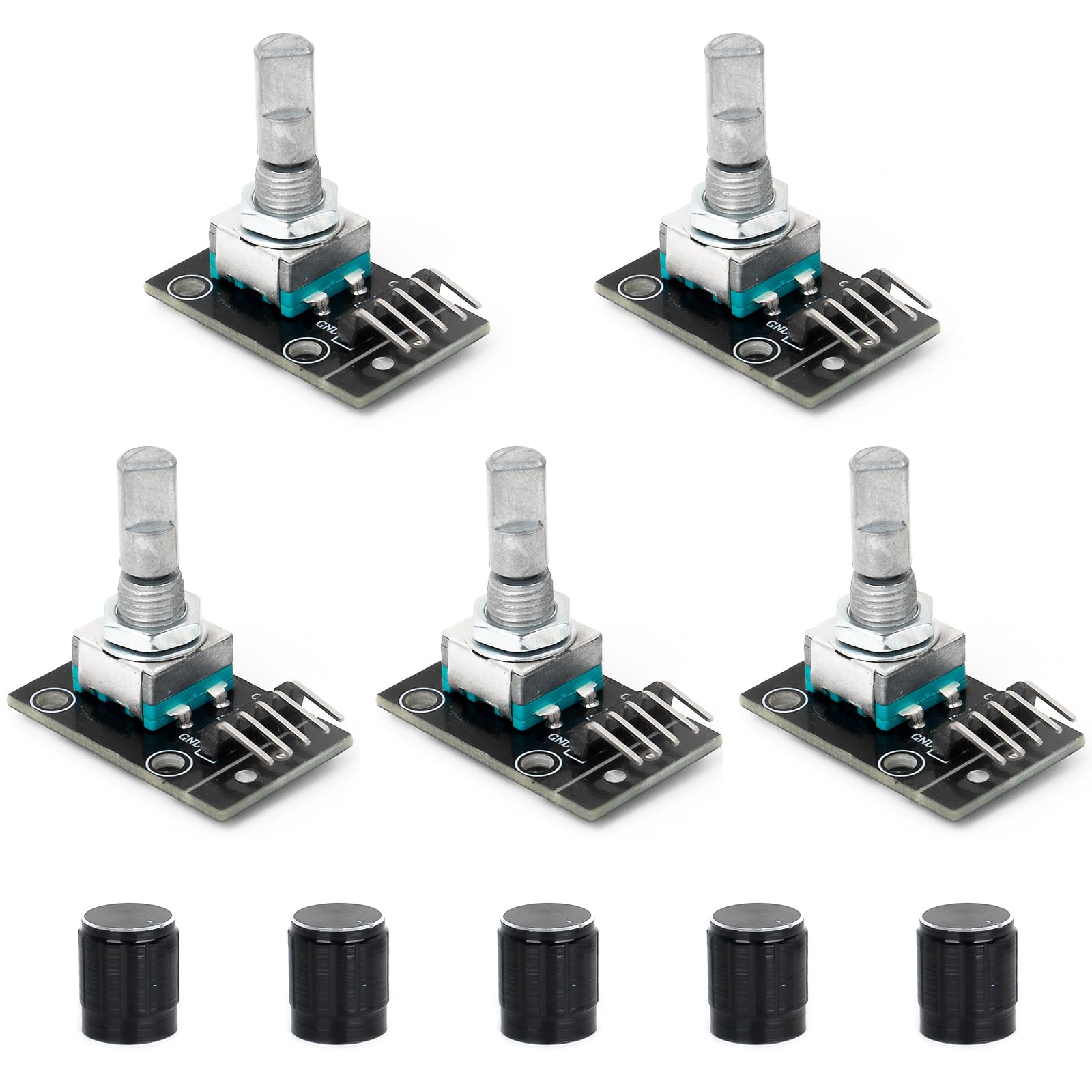SCOOYUCK 5 Stück Rotary Encoder KY-040 Encoder Modul, 360 Grad Drehwinkelgeber mit Druckknopf von SCOOYUCK