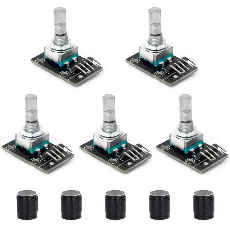 SCOOYUCK 5 Stück Rotary Encoder KY-040 Encoder Modul, 360 Grad Drehwinkelgeber mit Druckknopf von SCOOYUCK