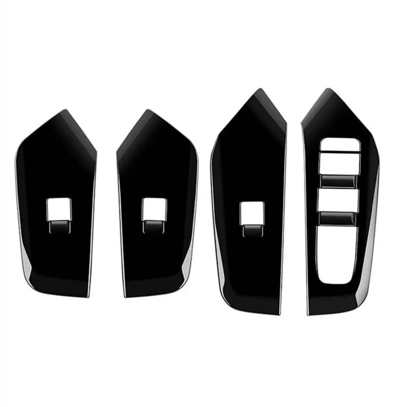 Aufkleber Abdeckung Cover Decal Trim Auto Innen Fenster Glas Lift-Taste Schalter Abdeckung Trim Tür Armlehne Panel RHD Für Toyota Für Prius 60 Serie 2023 2024(Bright Black) von SCUASKJ