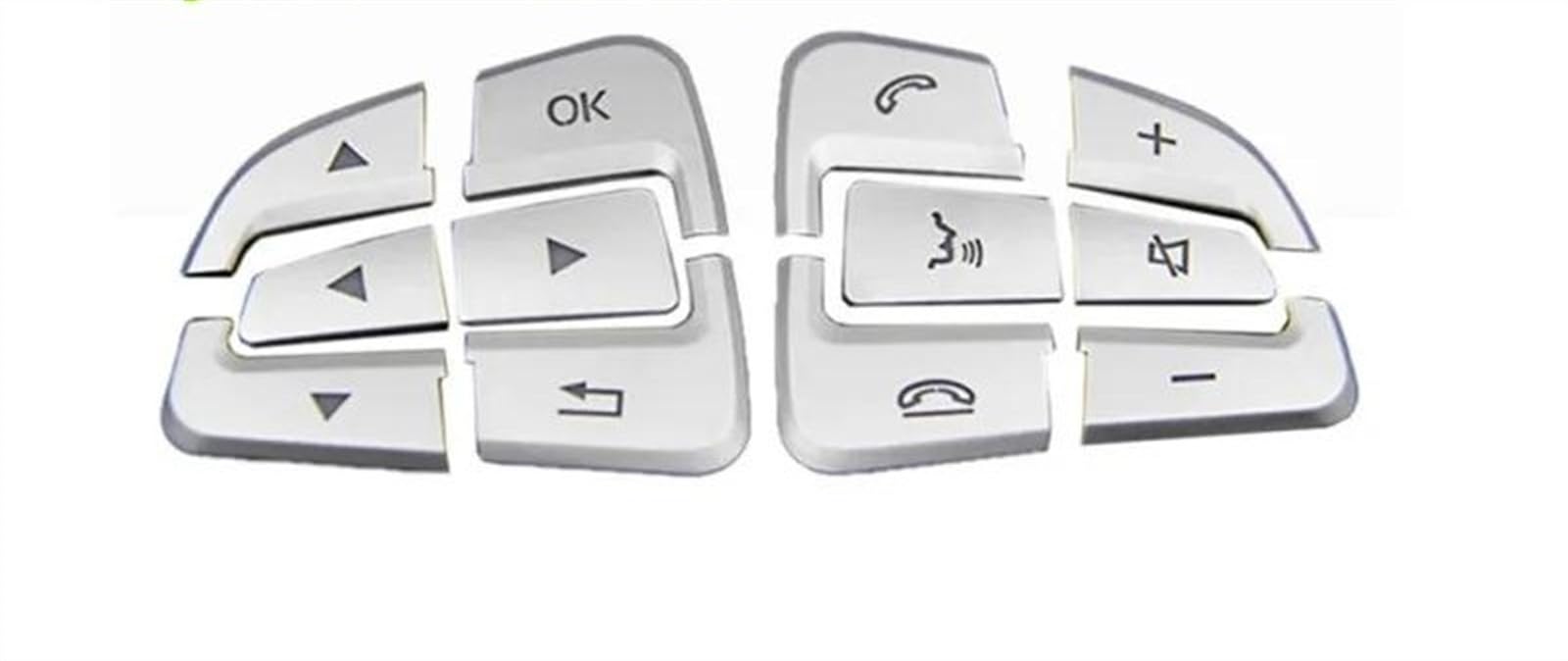 Aufkleber Abdeckung Cover Decal Trim Auto Styling Für Benz Für GLC X253 Für C Klasse W205 Für CLA Für GLA A Klasse Lenkrad Taste Abdeckungen Trim Aufkleber(Arrow Style Silver) von SCUASKJ