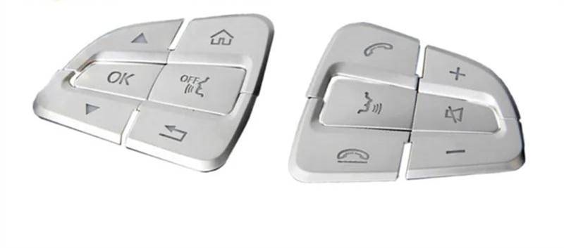Aufkleber Abdeckung Cover Decal Trim Auto Styling Für Benz Für GLC X253 Für C Klasse W205 Für CLA Für GLA A Klasse Lenkrad Taste Abdeckungen Trim Aufkleber(OK Style Silver) von SCUASKJ