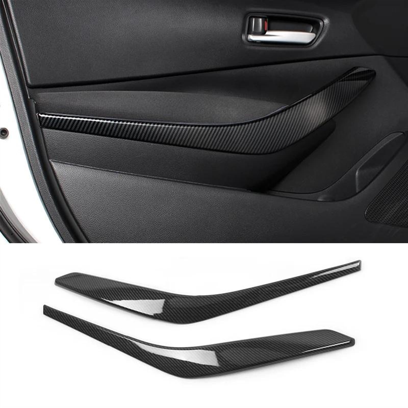 Aufkleber Abdeckung Cover Decal Trim Carbon Auto Tür Inner Griff Rahmen Trim Aufkleber Schutz Für Toyota Für Corolla E210 2019 2020 2021 2022 2023 Für Hybrid(Kohlefaser) von SCUASKJ